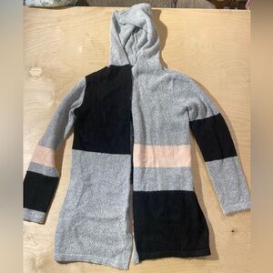BY Design Colorblock Hooded Drape Front Cardigan Medium (NX)